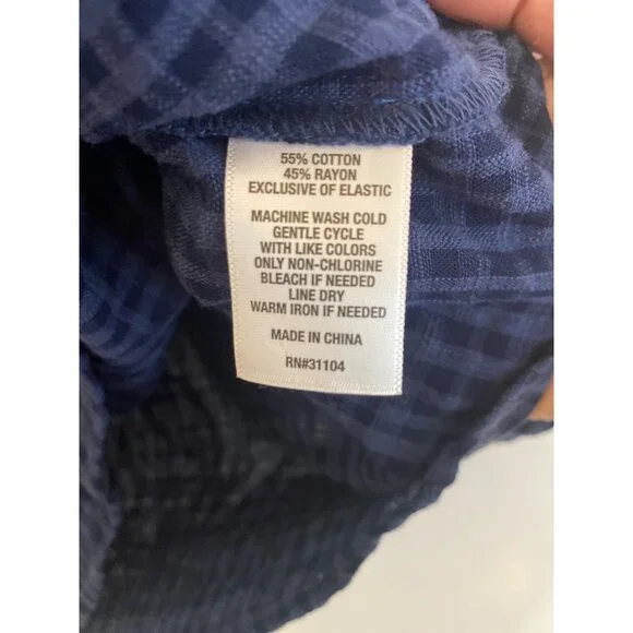 NWT Kim Rogers Women’s Navy Blue Plaid Blouse W/ Roll-Tab Sleeves Size XXL - Picture 5 of 5